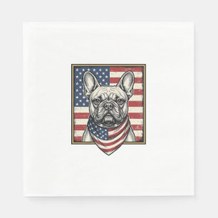 Serviette En Papier Drapeau vintage patriotique Bouledogue français