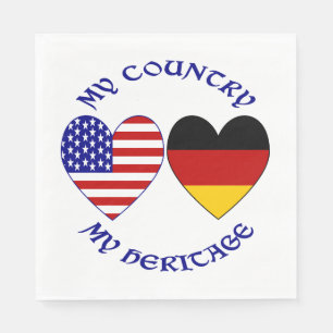 Serviette En Papier Drapeaux USA Allemagne Cœurs Patrimoine National