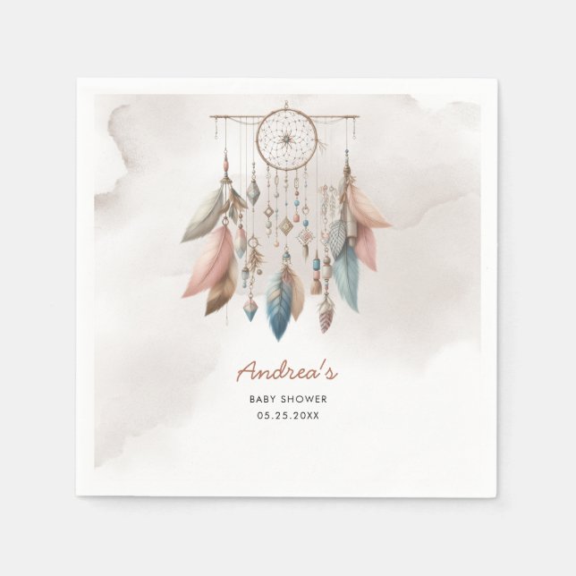Serviette En Papier Dreamcatcher Boho Pastel (Devant)