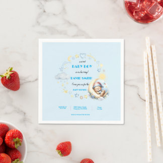 Serviette En Papier Dreamy Bear on the Moon Stars Nuages
