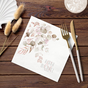 Serviette En Papier Dreamy Foliage Mariage V1 Blush Pink ID817