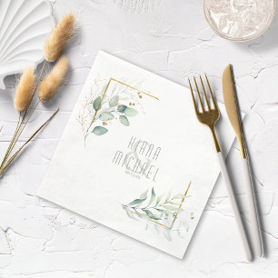 Serviette En Papier Dreamy Greenery Mariage V2 Green/Blue ID817