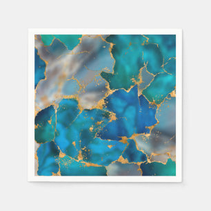 Serviette En Papier Dreamy Ocean Blue et Gold