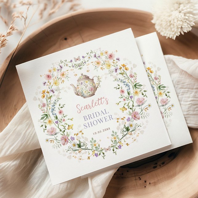 Serviette En Papier Dreamy Pastel Fête des mariées Fleur sauvage Tea P (Créateur téléchargé)