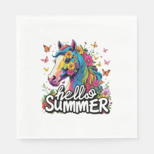 Serviette En Papier Drôle Bonjour Cheval d'été