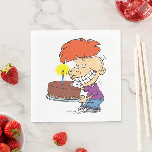 Serviette En Papier Drôle caricaturiste avec gâteau d'anniversaire au 