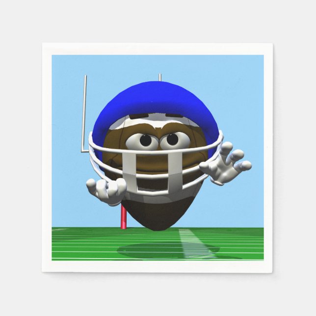 Serviette En Papier Drôle Cartoon Football dans un casque (Devant)