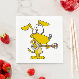 Serviette En Papier Drôle Chien Jouant Banjo Musique