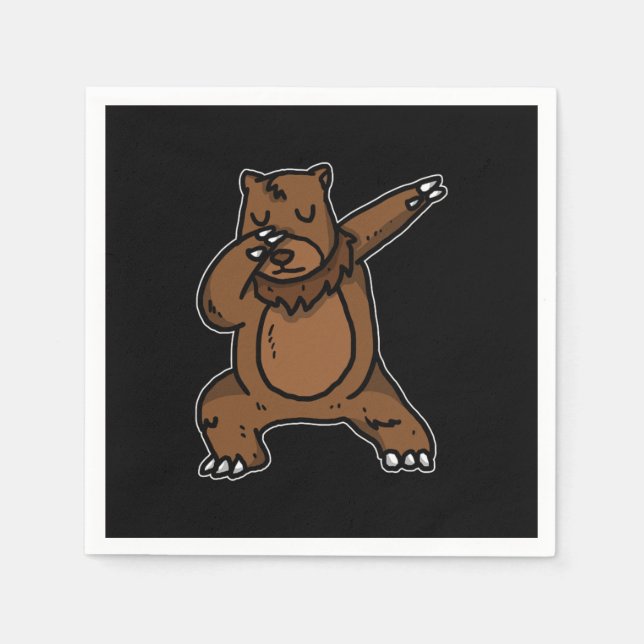 Serviette En Papier Drôle Dabbing Ours Dab Danse Blanc Brown Ours Cade (Devant)