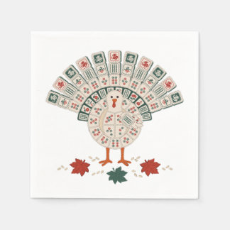 Serviette En Papier Drole de Mahjong Dinde Thanksgiving Automne Fête