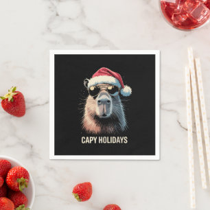 Serviette En Papier Drôle de Noël Capy Vacances Xmas Capybara 