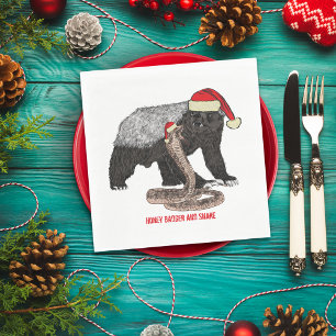 Serviette En Papier Drôle de Noël Honey Badger Badass Santa
