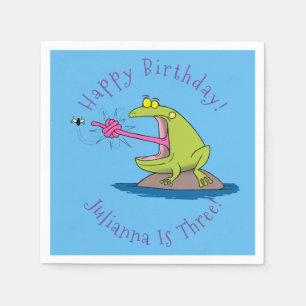 Serviette En Papier Drôle dessin animé de grenouille et mouche