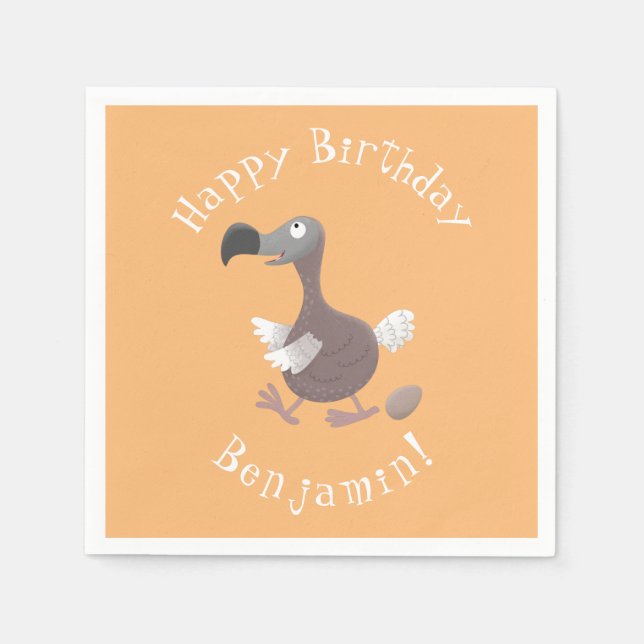 Serviette En Papier Drôle dessin animé d'oiseau de dodo (Devant)