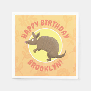 Serviette En Papier Drôle dessin d'anniversaire d'armadillo personnali