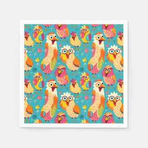 Serviette En Papier Drôle dessin humoristique Poulets Abstraits