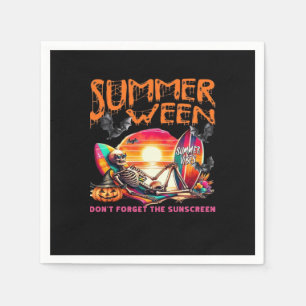 Serviette En Papier Drôle Été Skeleton Sur Plage Au Coucher Du Soleil