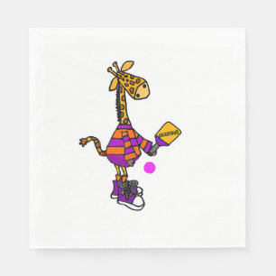 Serviette En Papier Drôle Giraffe Jouer Pickleball
