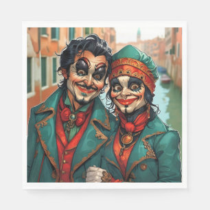 Serviette En Papier Drôle Halloween maquillage Couple caricature face