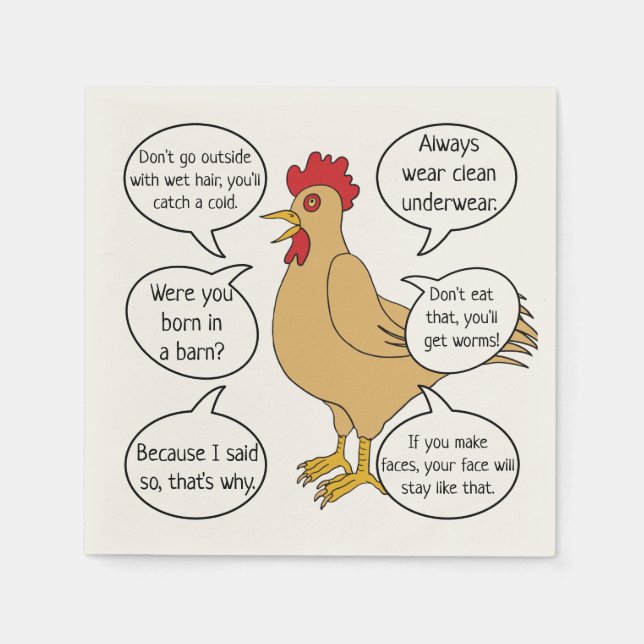 Serviette En Papier Drôle Mère Hen Conseil MoM (Devant)