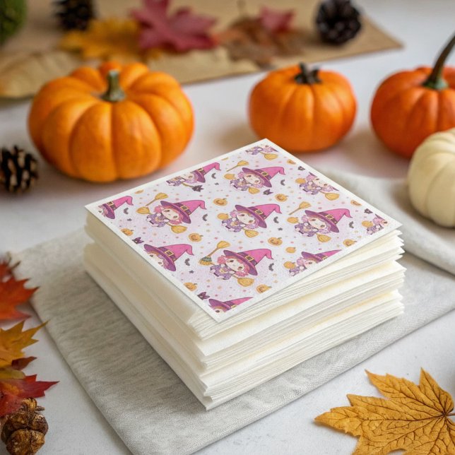 Serviette En Papier Drôle mignon Halloween Motif avec sorcière Citroui (Créateur téléchargé)