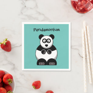 Serviette En Papier Drôle Pandamonium Panda Cartoon, Mignonne Pun Stre