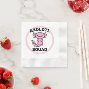 Serviette En Papier Drôle petite équipe de Axolotl personnalisable ros
