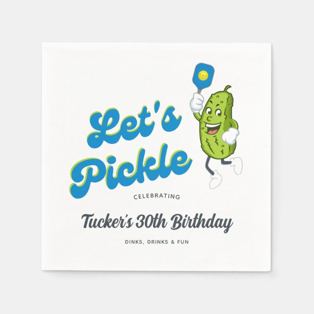 Serviette En Papier Drôle Pickleball Party Cartoon Pickle jouer (Devant)