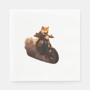 Serviette En Papier Drôle, Shiba Inu, Moto, Chien, Marionnette, Hommes