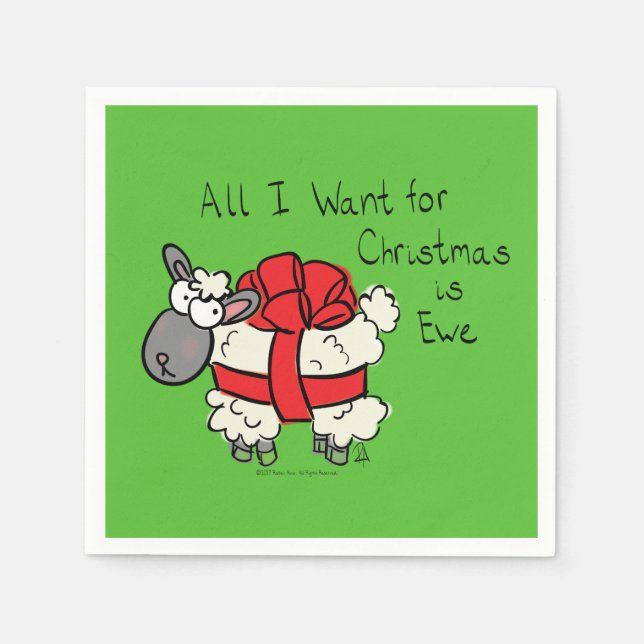 Serviette En Papier Drôle Vacances Mignonne Mouton de Noël Carton (Devant)