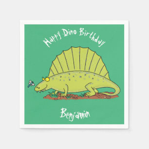 Serviette En Papier Drôle vert dimétrodon dessin animé dinosaure