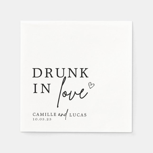 Serviette En Papier Drunin In Love Black & White Personnalisé (Devant)