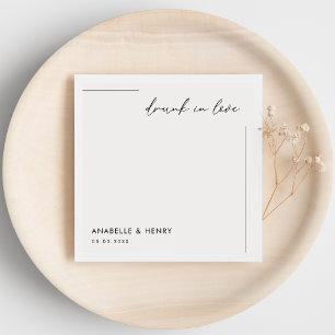 Serviette En Papier Drunin in Love Minimalist Script & Line Mariage