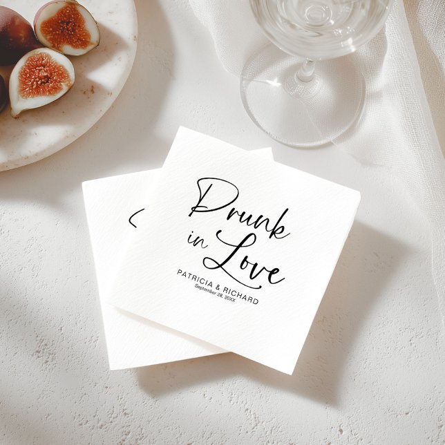 Serviette En Papier Drunin In Love Moderne Mariage de calligraphie (Créateur téléchargé)