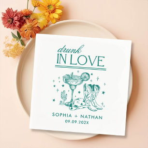 Serviette En Papier Drunk In Love Personnalisé Cowgirl Mariage
