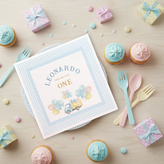 Serviette En Papier Dump Truck First Birthday Boy