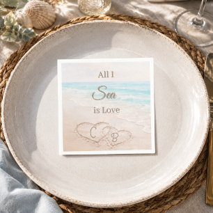 Serviette En Papier Dunes de sable de plage coeurs Enterrement de vie