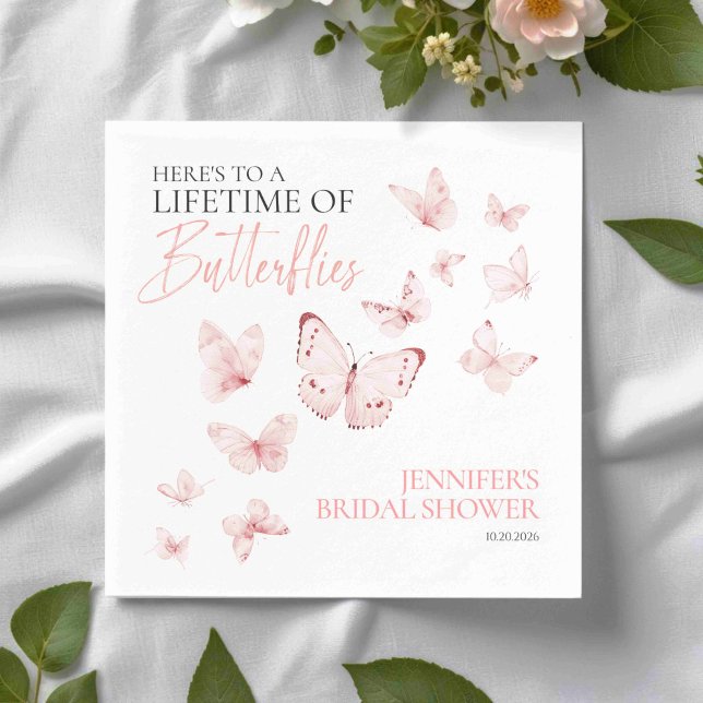 Serviette En Papier Durée De Vie Des Papillons | Fête des mariées rose (Créateur téléchargé)