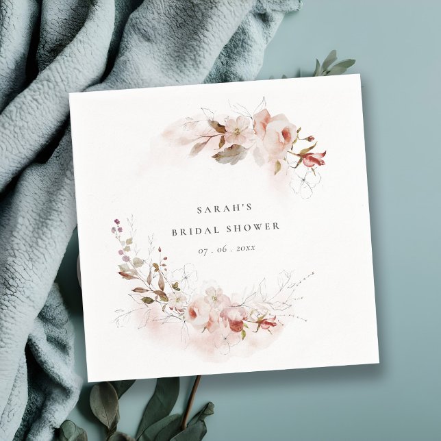 Serviette En Papier Dusky automnal Marsala Blush Floral Mariage (Créateur téléchargé)