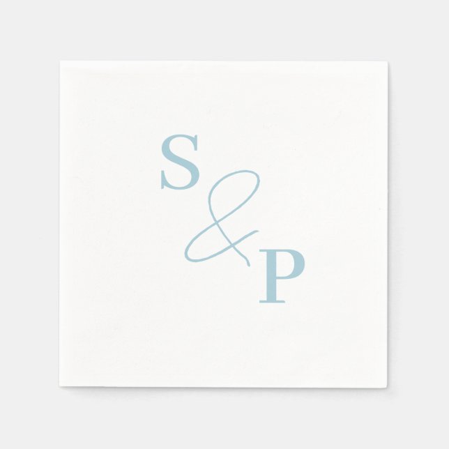 Serviette En Papier Dusty Blue Ampersand Monogram Mariage Napkin (Devant)