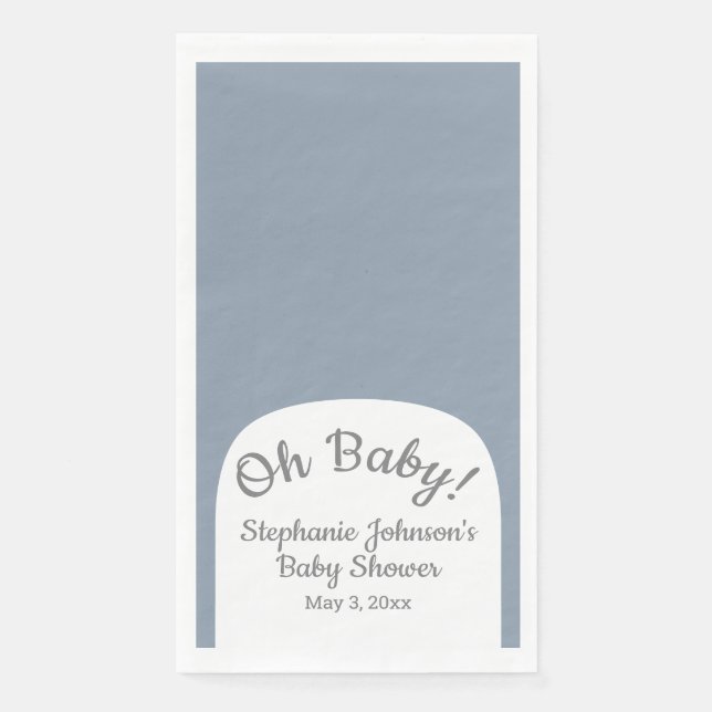 Serviette En Papier Dusty Blue Bohemian Arch Oh Baby Baby shower (Devant)