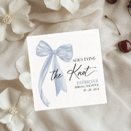 Serviette En Papier Dusty Blue Bow She's Tying the Knot Fête des marié