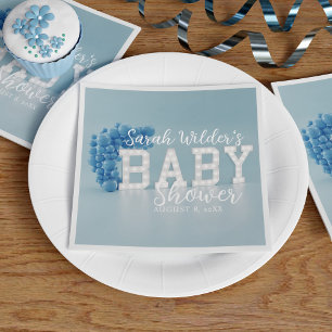 Serviette En Papier Dusty Blue Boy Balloon Baby shower Party