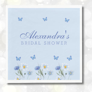 Serviette En Papier Dusty Blue Butterfly Fleur sauvage Fête des mariée