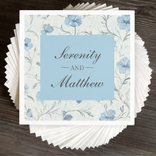 Serviette En Papier Dusty Blue Country Garden Elégant Mariage Floral