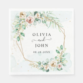 Serviette En Papier Dusty Blue Eucalyptus Vert Mariage Succulent