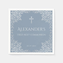 Dusty Blue First Holy Communion Elégant Garçon Feu