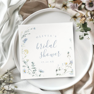 Serviette En Papier Dusty Blue Fleur Sauvage Rustique Bohème Enterreme
