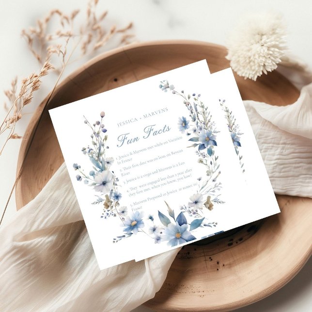 Serviette En Papier Dusty Blue Floral verdure faits amusants mariage (Créateur téléchargé)