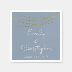 Serviette En Papier Dusty Blue & Gold Foil Mariage